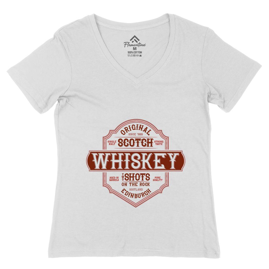 Scotch Whiskey Womens Organic V-Neck T-Shirt Drinks B373