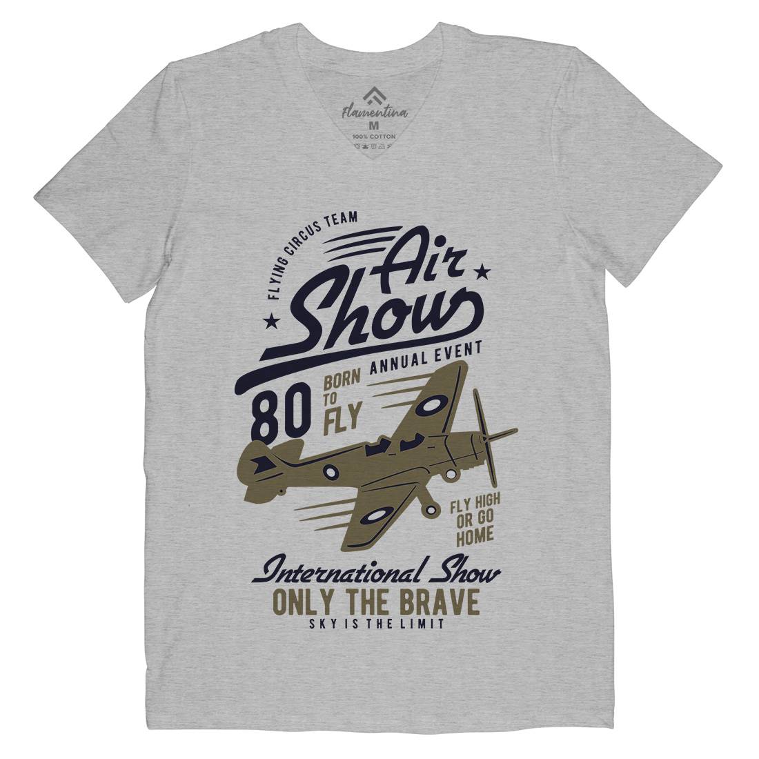 Air Show Airplane Mens V-Neck T-Shirt Vehicles B378