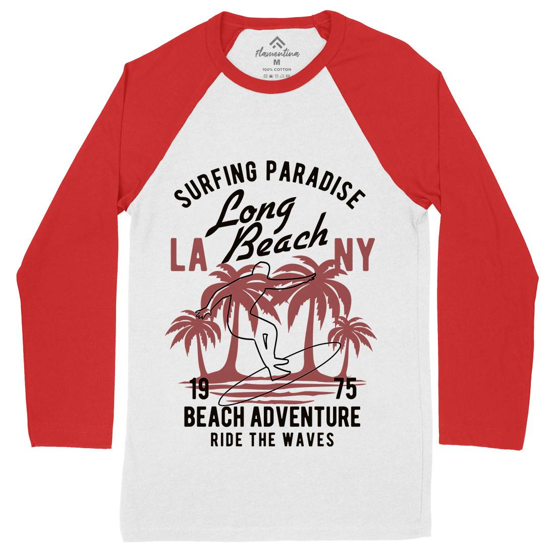 Adventure Mens Long Sleeve Baseball T-Shirt Surf B379