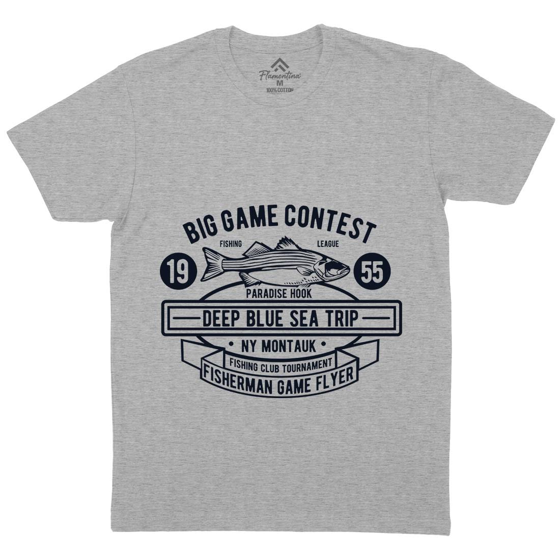 Big Game Contest Mens Organic Crew Neck T-Shirt Fishing B380