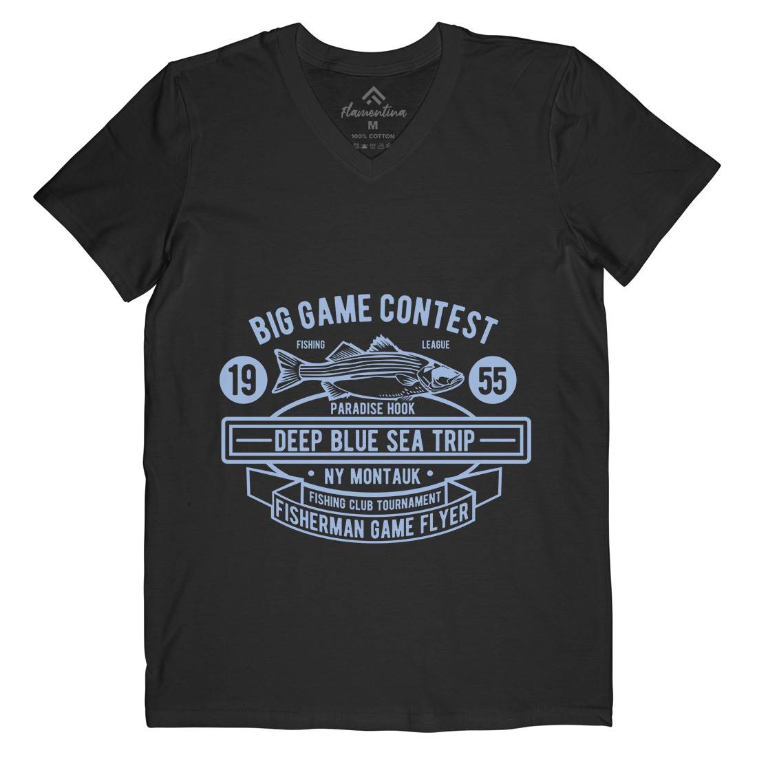 Big Game Contest Mens Organic V-Neck T-Shirt Fishing B380