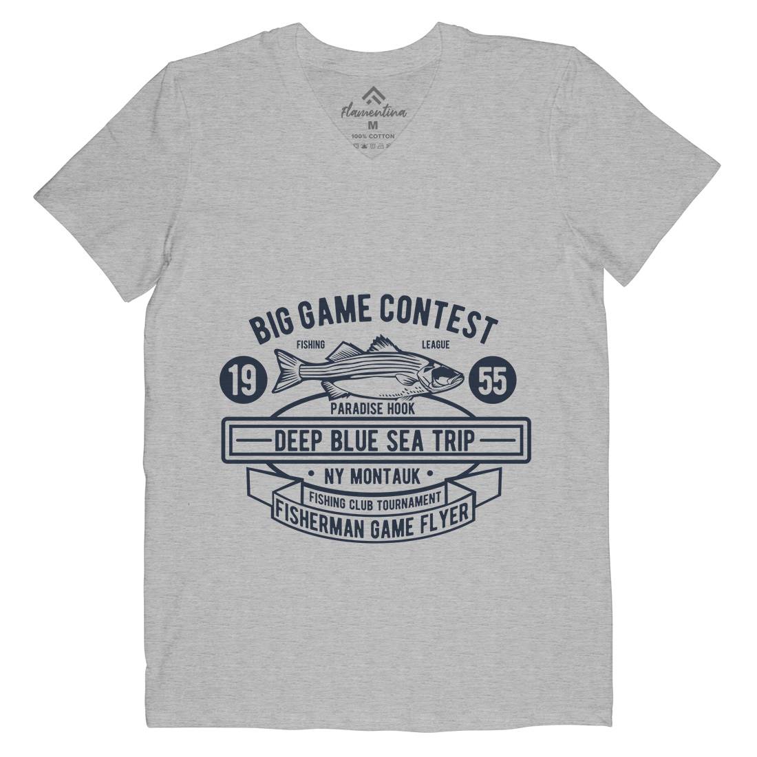Big Game Contest Mens V-Neck T-Shirt Fishing B380
