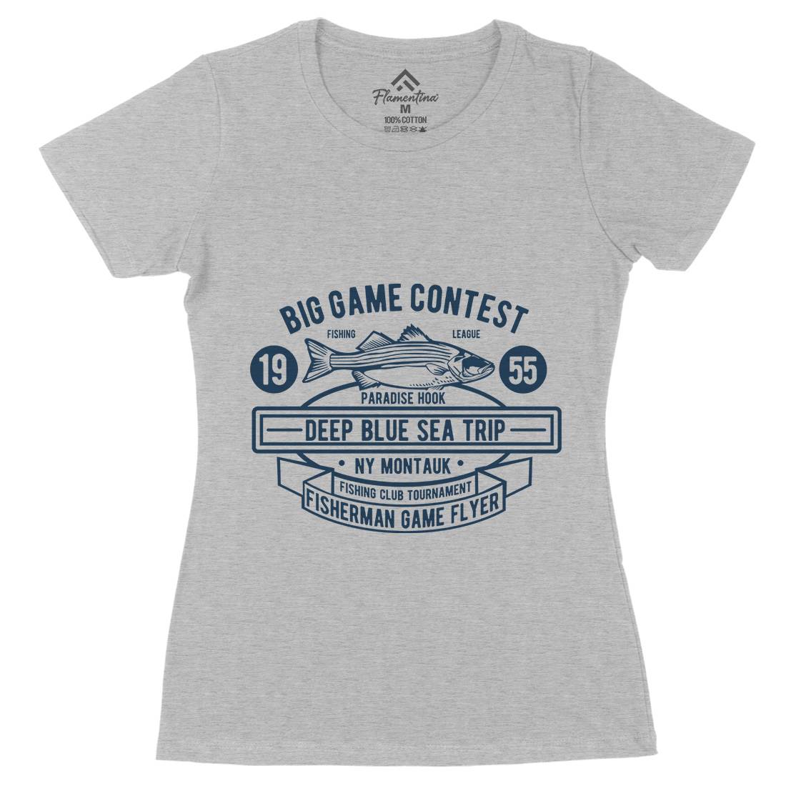 Big Game Contest Womens Organic Crew Neck T-Shirt Fishing B380