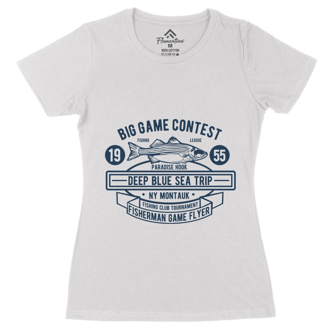 Big Game Contest Womens Organic Crew Neck T-Shirt Fishing B380
