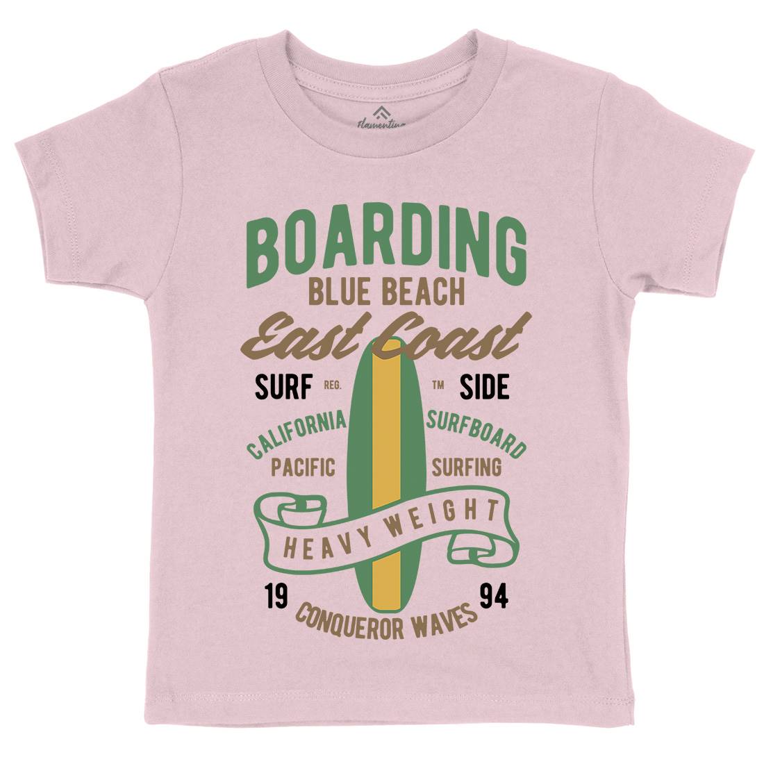 Boarding Blue Kids Organic Crew Neck T-Shirt Surf B381