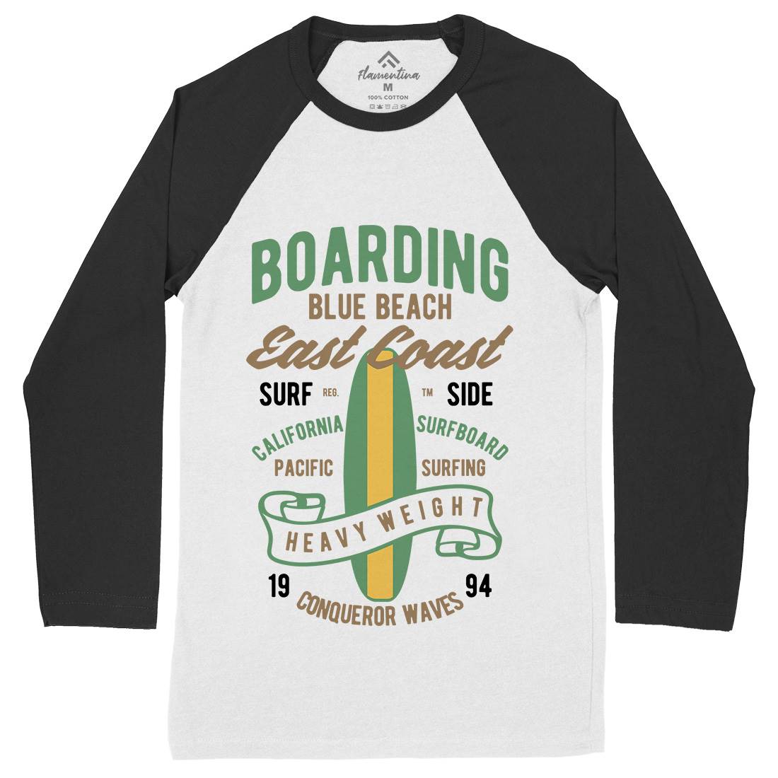 Boarding Blue Mens Long Sleeve Baseball T-Shirt Surf B381