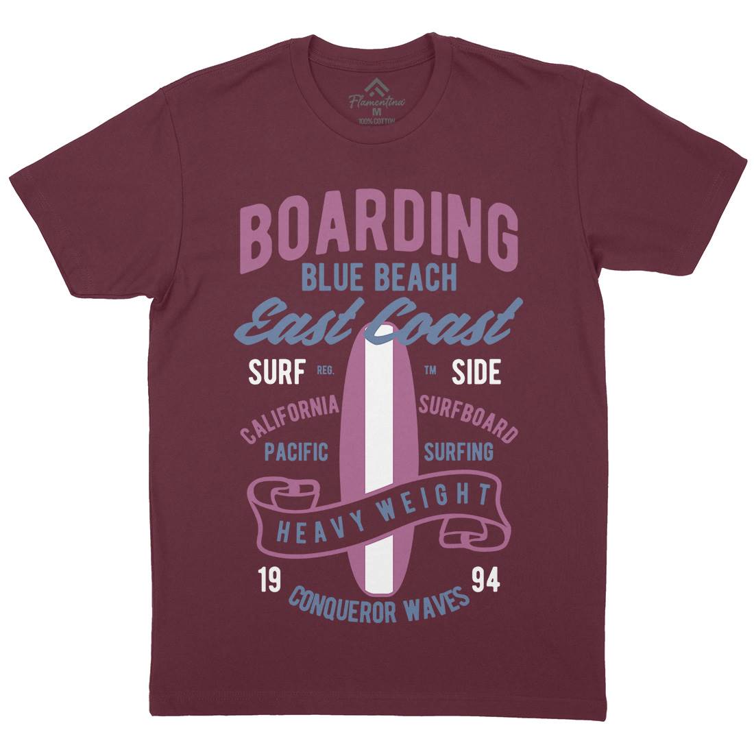 Boarding Blue Mens Crew Neck T-Shirt Surf B381