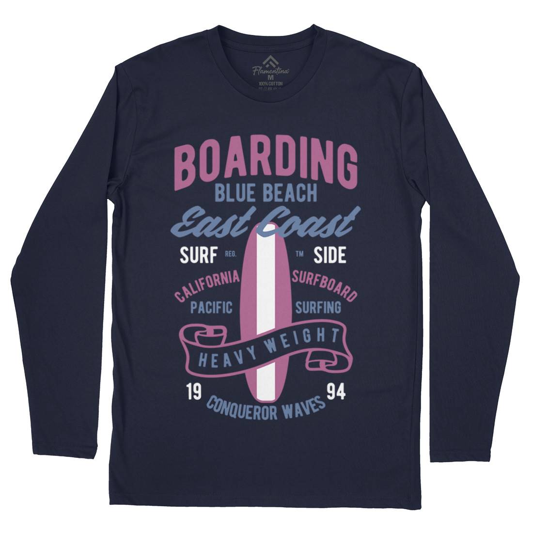 Boarding Blue Mens Long Sleeve T-Shirt Surf B381