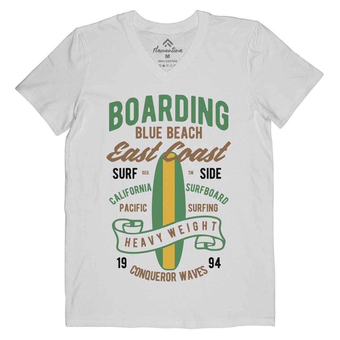 Boarding Blue Mens V-Neck T-Shirt Surf B381