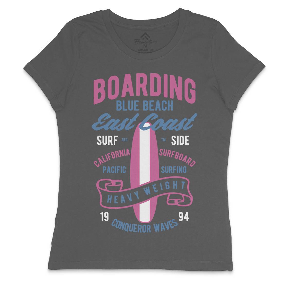 Boarding Blue Womens Crew Neck T-Shirt Surf B381