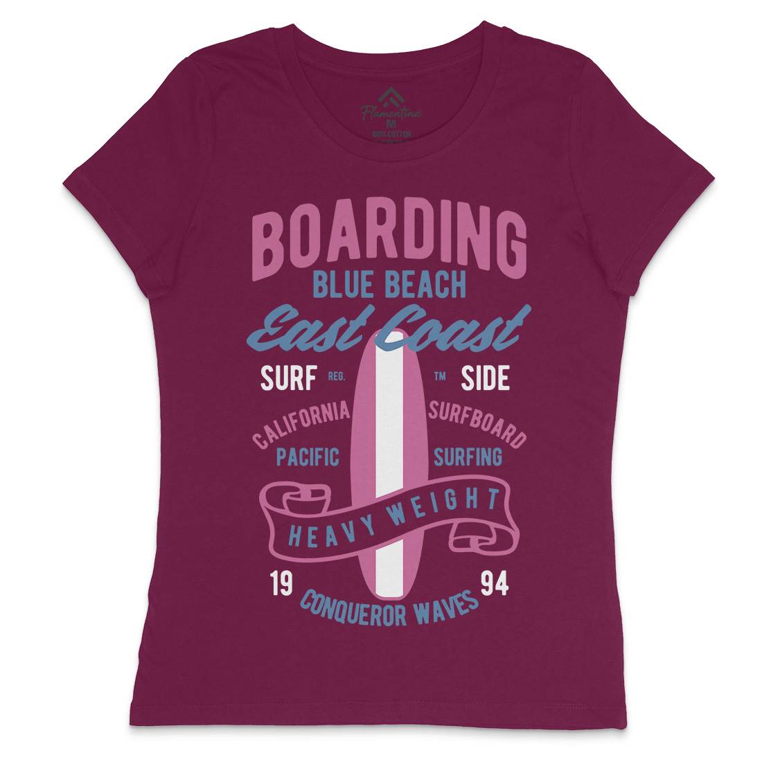 Boarding Blue Womens Crew Neck T-Shirt Surf B381
