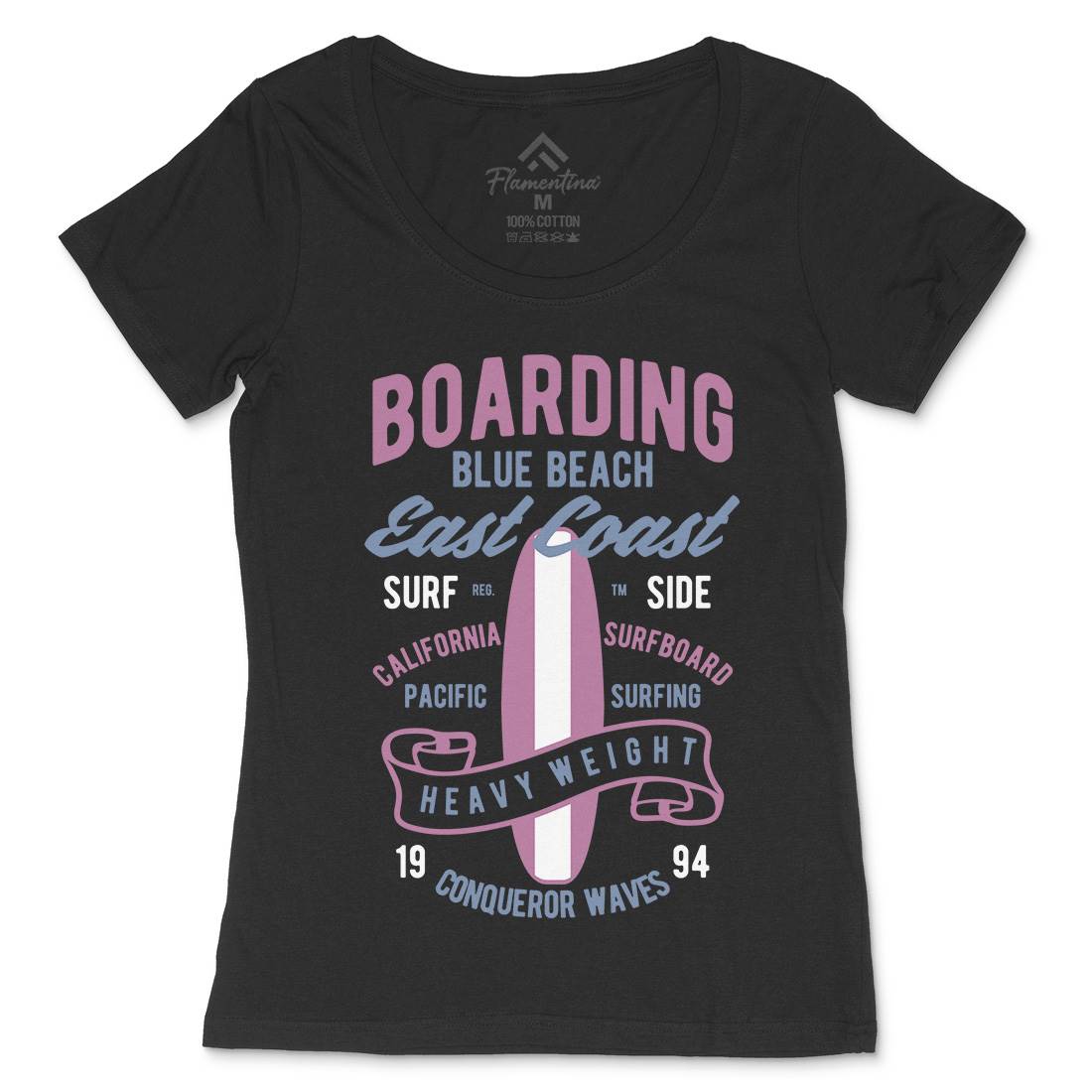 Boarding Blue Womens Scoop Neck T-Shirt Surf B381
