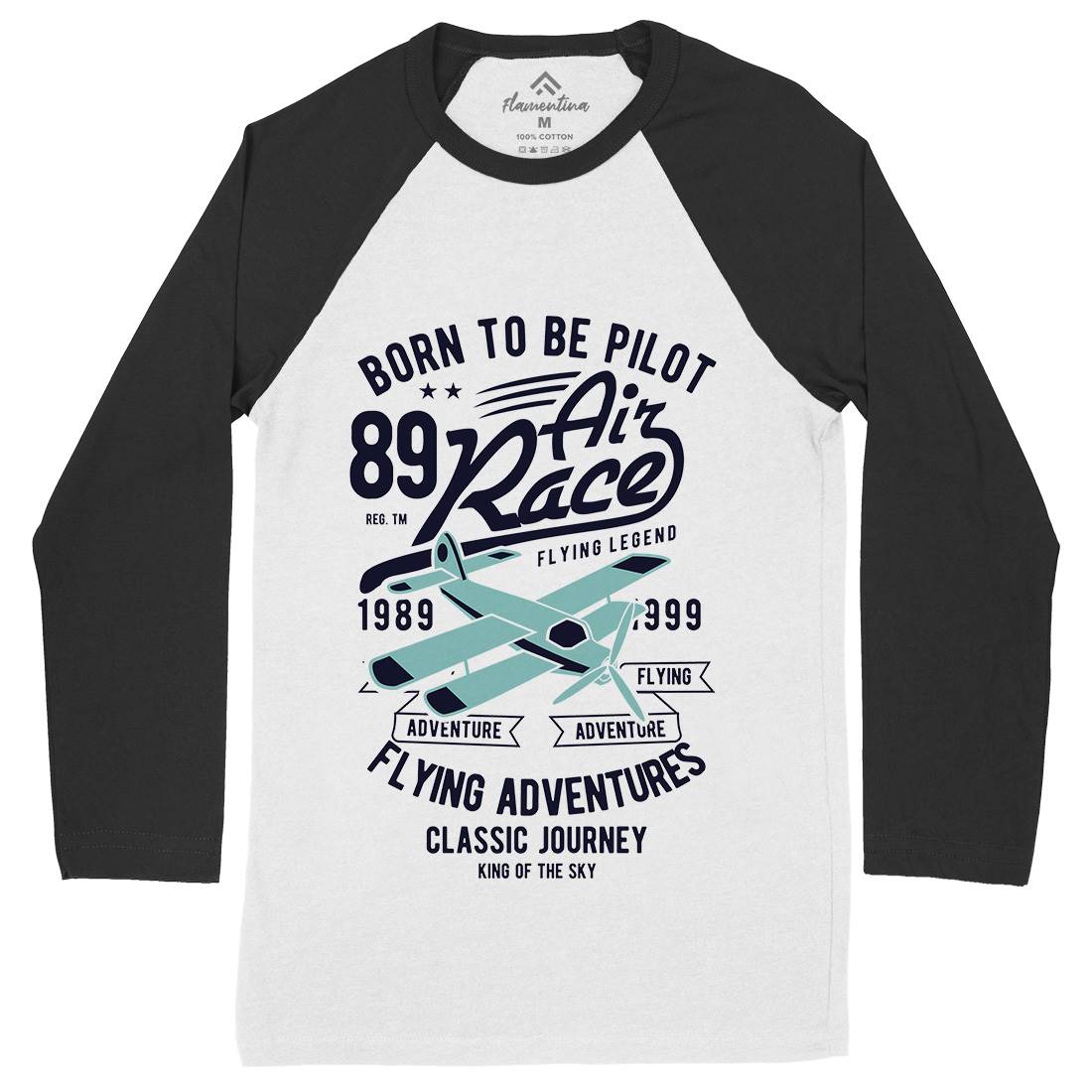 Born To Be Pilot Mens Long Sleeve Baseball T-Shirt Vehicles B382