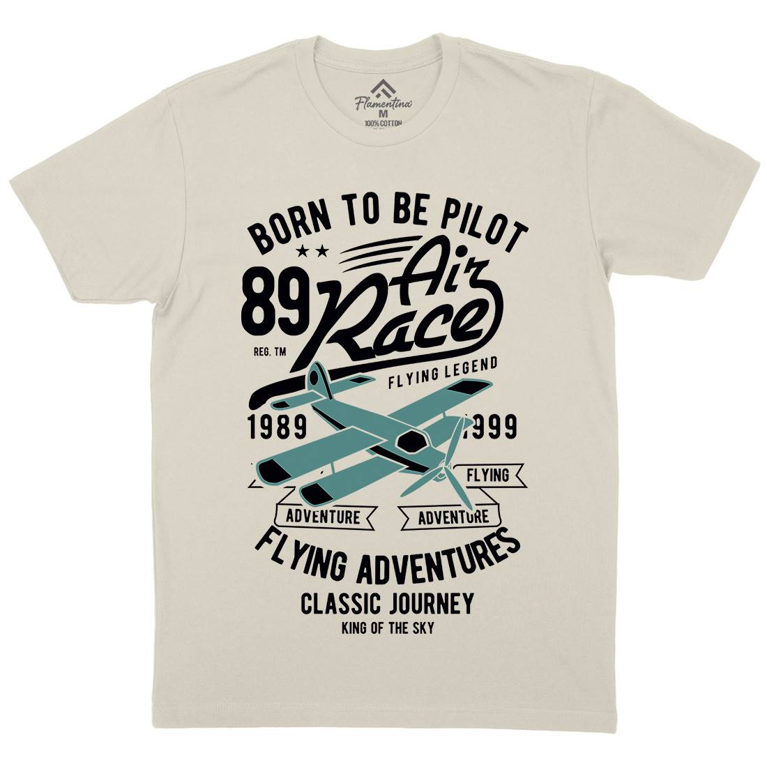 Born To Be Pilot Mens Organic Crew Neck T-Shirt Vehicles B382