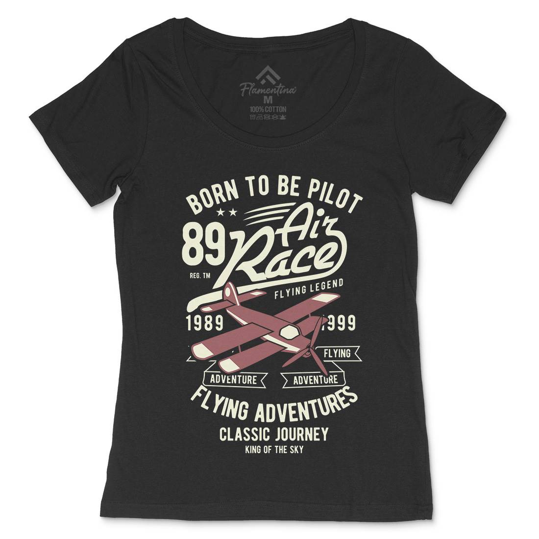 Born To Be Pilot Womens Scoop Neck T-Shirt Vehicles B382
