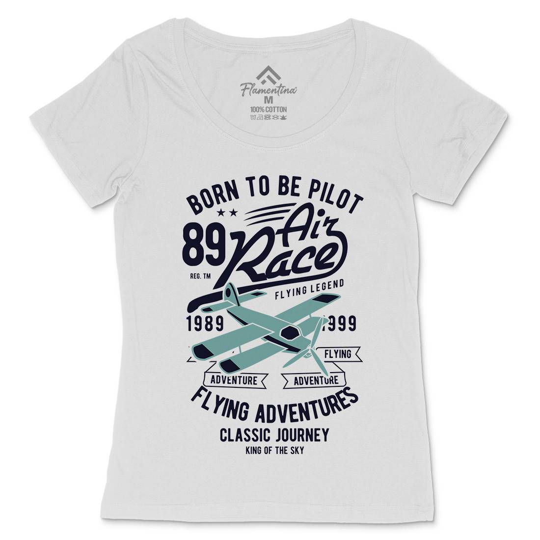 Born To Be Pilot Womens Scoop Neck T-Shirt Vehicles B382
