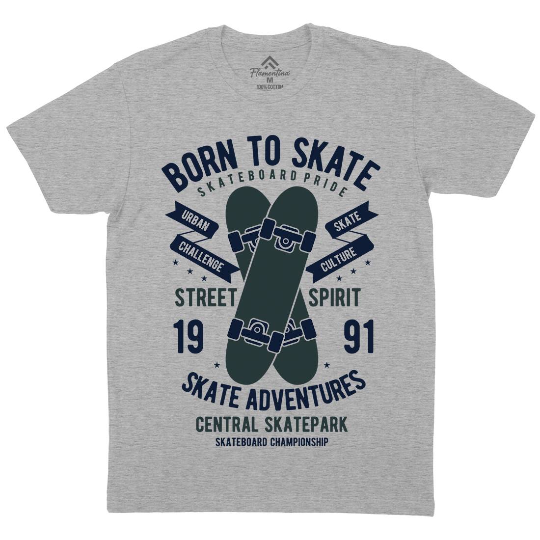 Born To Mens Crew Neck T-Shirt Skate B383
