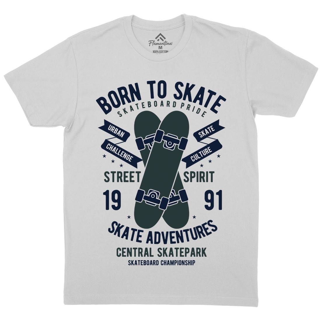 Born To Mens Crew Neck T-Shirt Skate B383