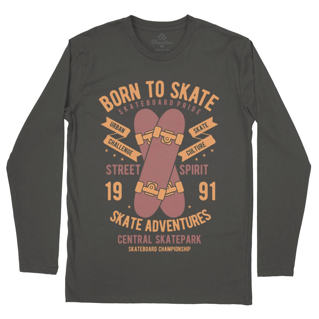 Born To Mens Long Sleeve T-Shirt Skate B383