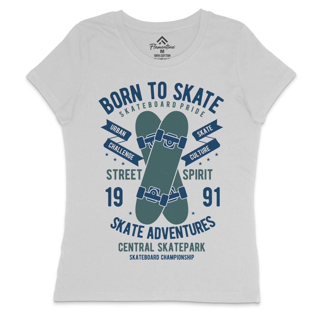 Born To Womens Crew Neck T-Shirt Skate B383