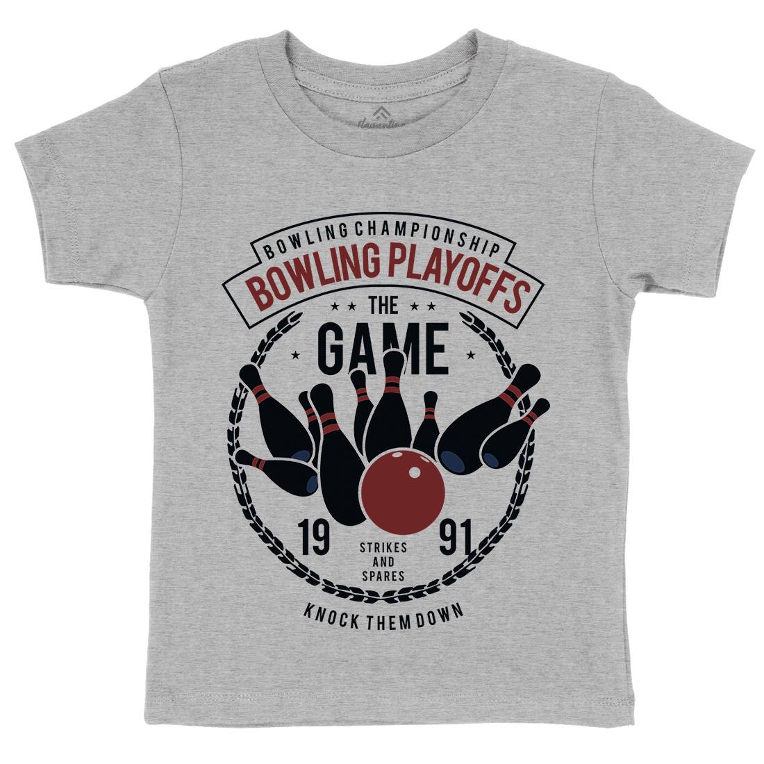 Bowling Playoffs Kids Crew Neck T-Shirt Sport B384