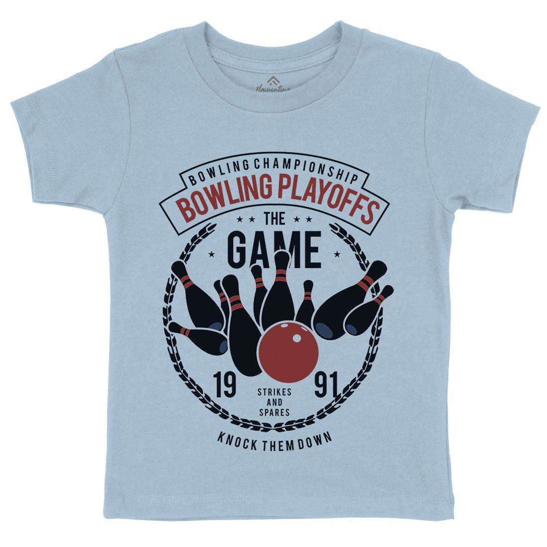 Bowling Playoffs Kids Organic Crew Neck T-Shirt Sport B384