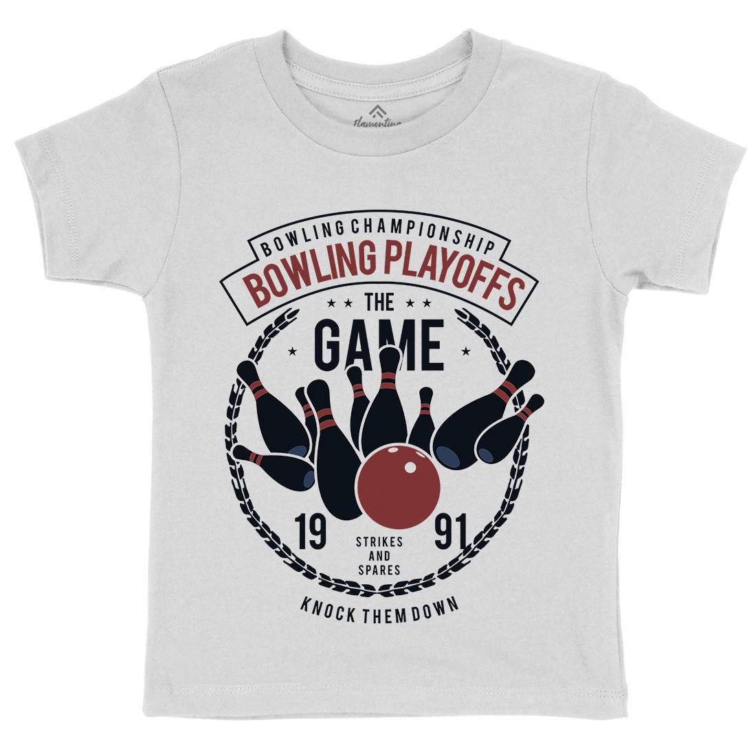 Bowling Playoffs Kids Organic Crew Neck T-Shirt Sport B384