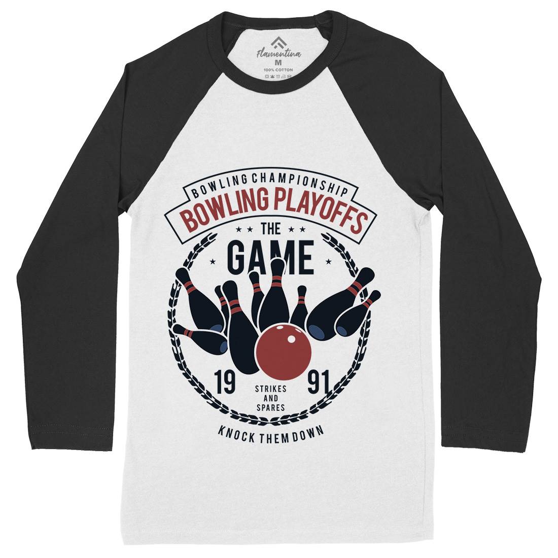 Bowling Playoffs Mens Long Sleeve Baseball T-Shirt Sport B384
