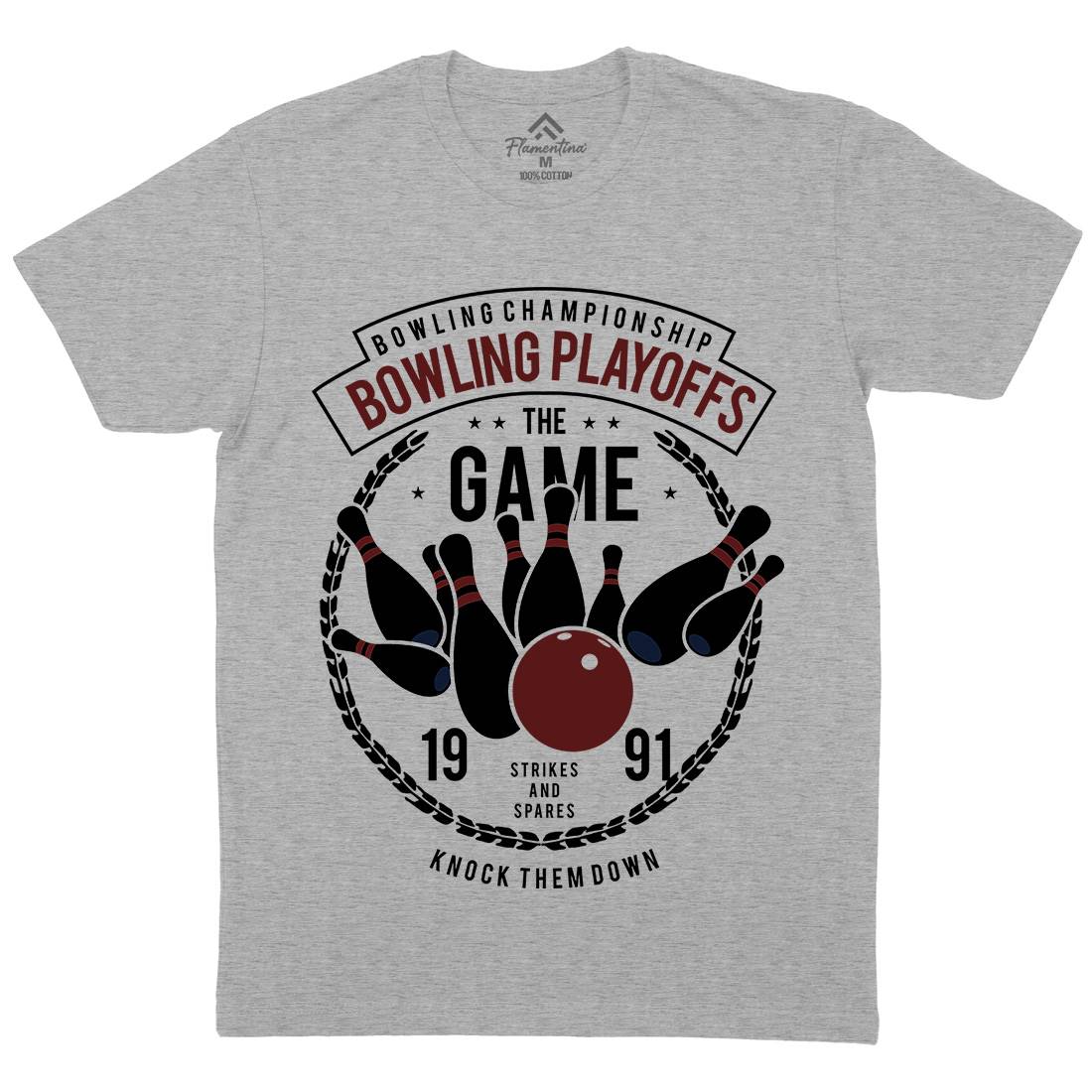Bowling Playoffs Mens Organic Crew Neck T-Shirt Sport B384