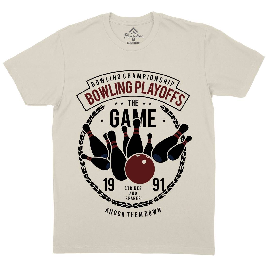 Bowling Playoffs Mens Organic Crew Neck T-Shirt Sport B384