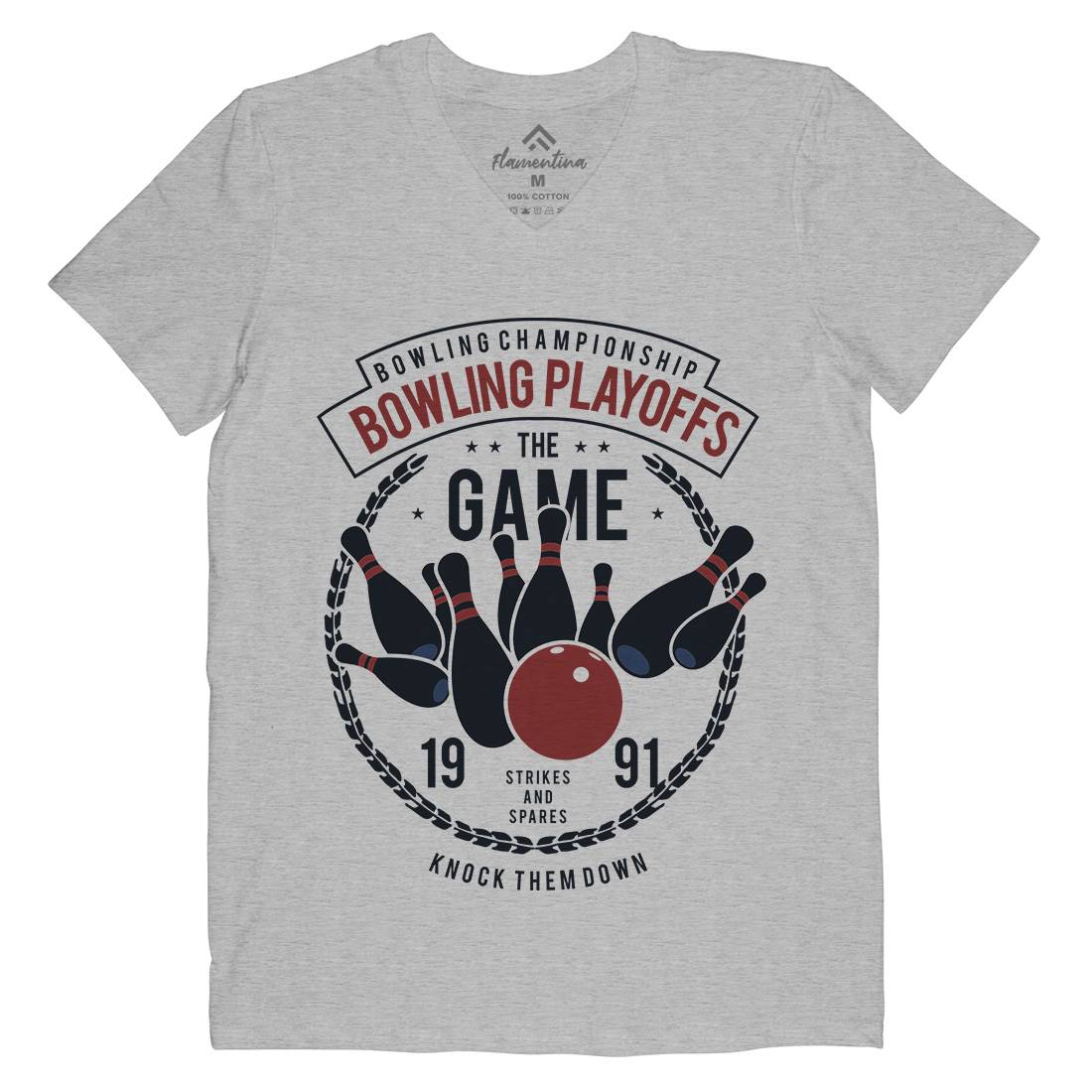Bowling Playoffs Mens V-Neck T-Shirt Sport B384