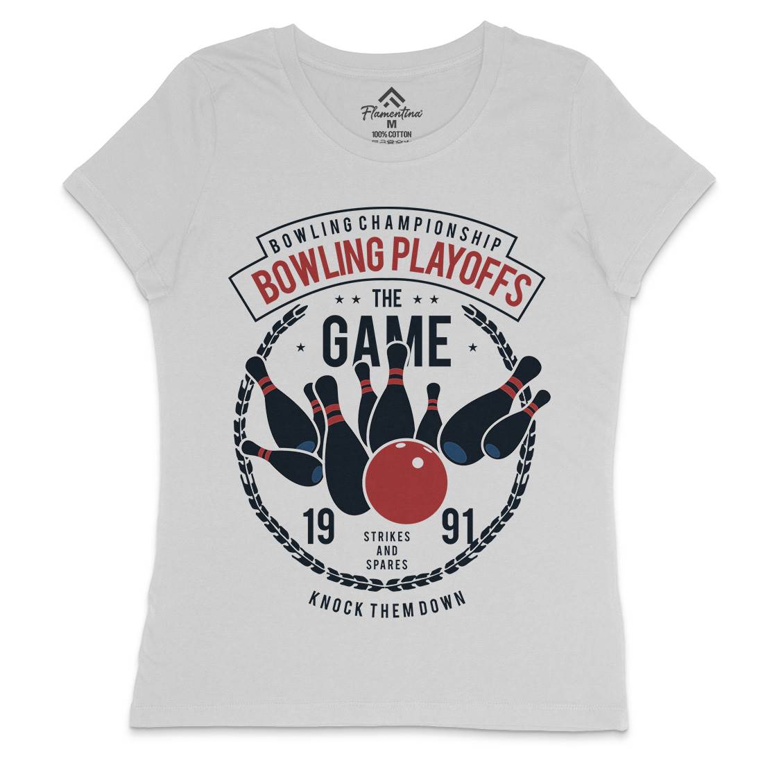 Bowling Playoffs Womens Crew Neck T-Shirt Sport B384