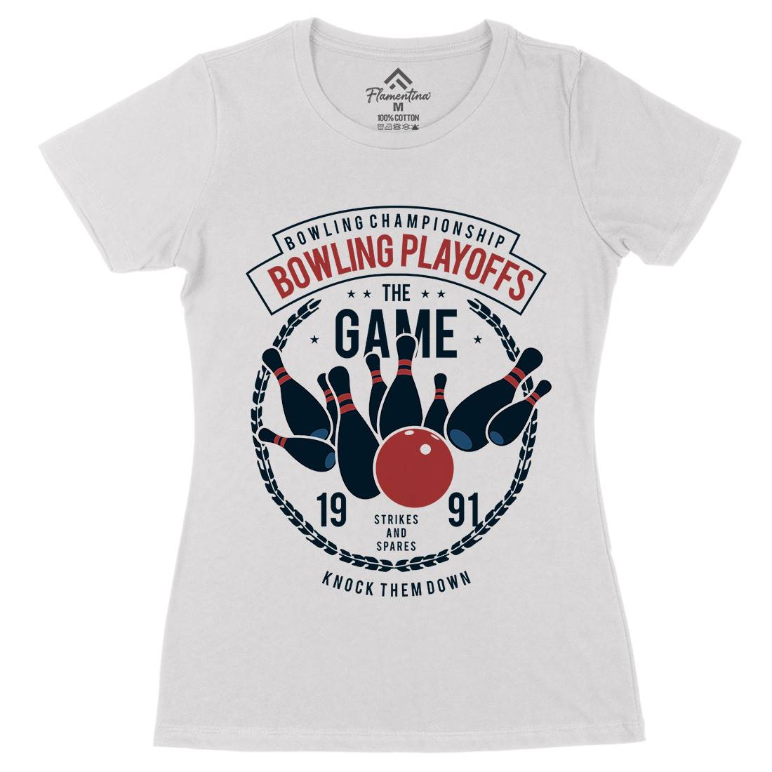 Bowling Playoffs Womens Organic Crew Neck T-Shirt Sport B384