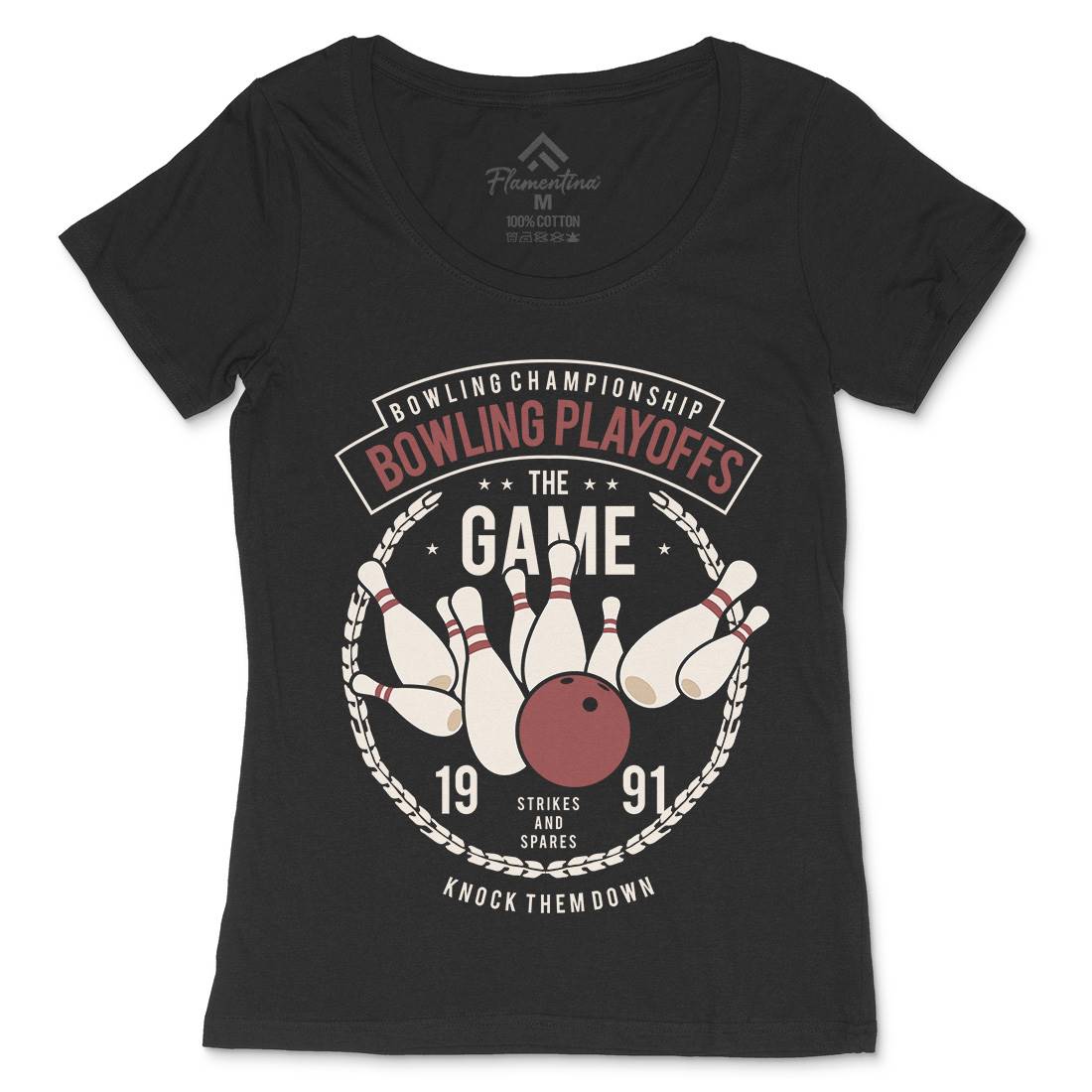 Bowling Playoffs Womens Scoop Neck T-Shirt Sport B384