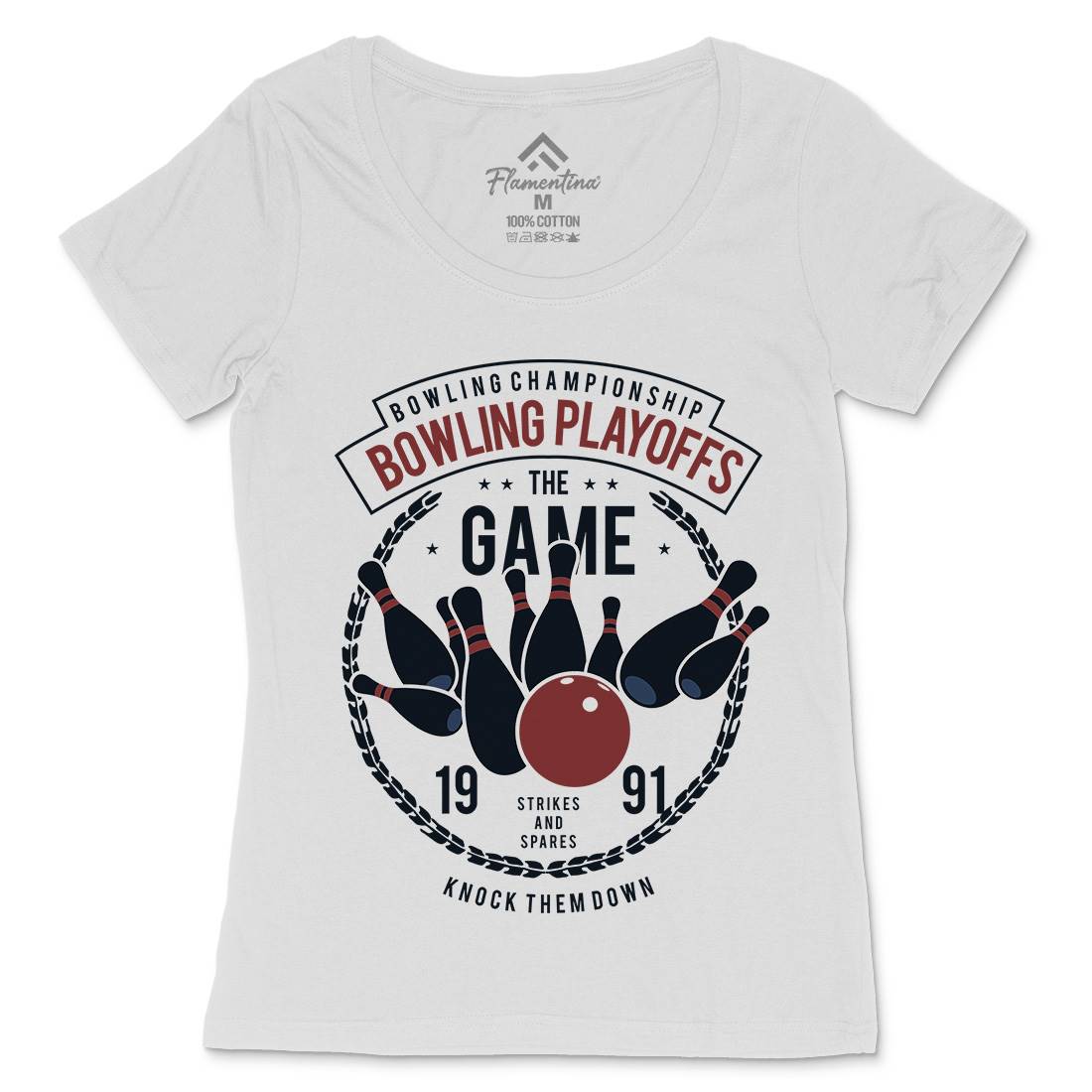 Bowling Playoffs Womens Scoop Neck T-Shirt Sport B384