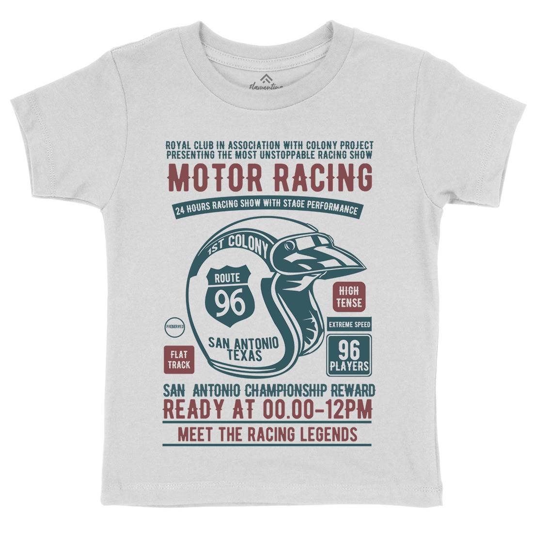 Motor Racing Kids Crew Neck T-Shirt Motorcycles B385