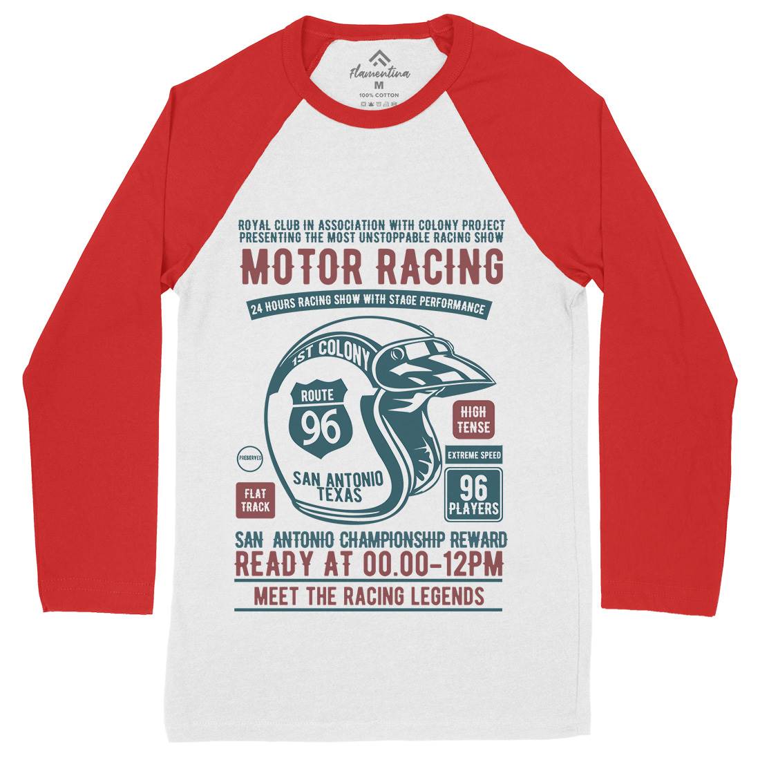 Motor Racing Mens Long Sleeve Baseball T-Shirt Motorcycles B385