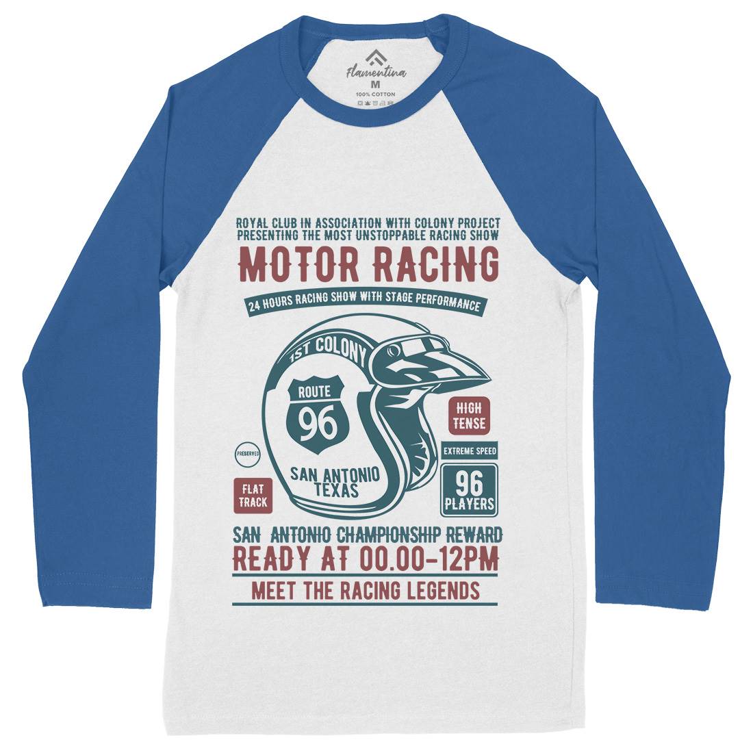 Motor Racing Mens Long Sleeve Baseball T-Shirt Motorcycles B385