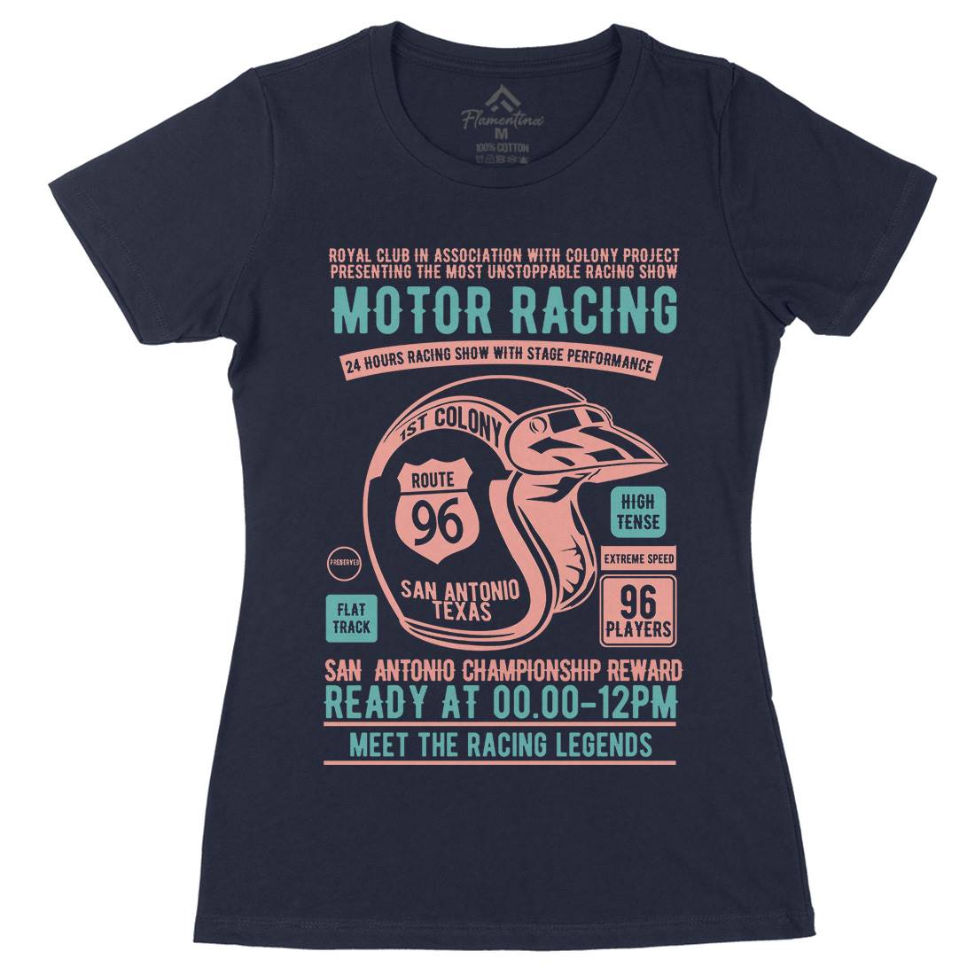 Motor Racing Womens Organic Crew Neck T-Shirt Motorcycles B385