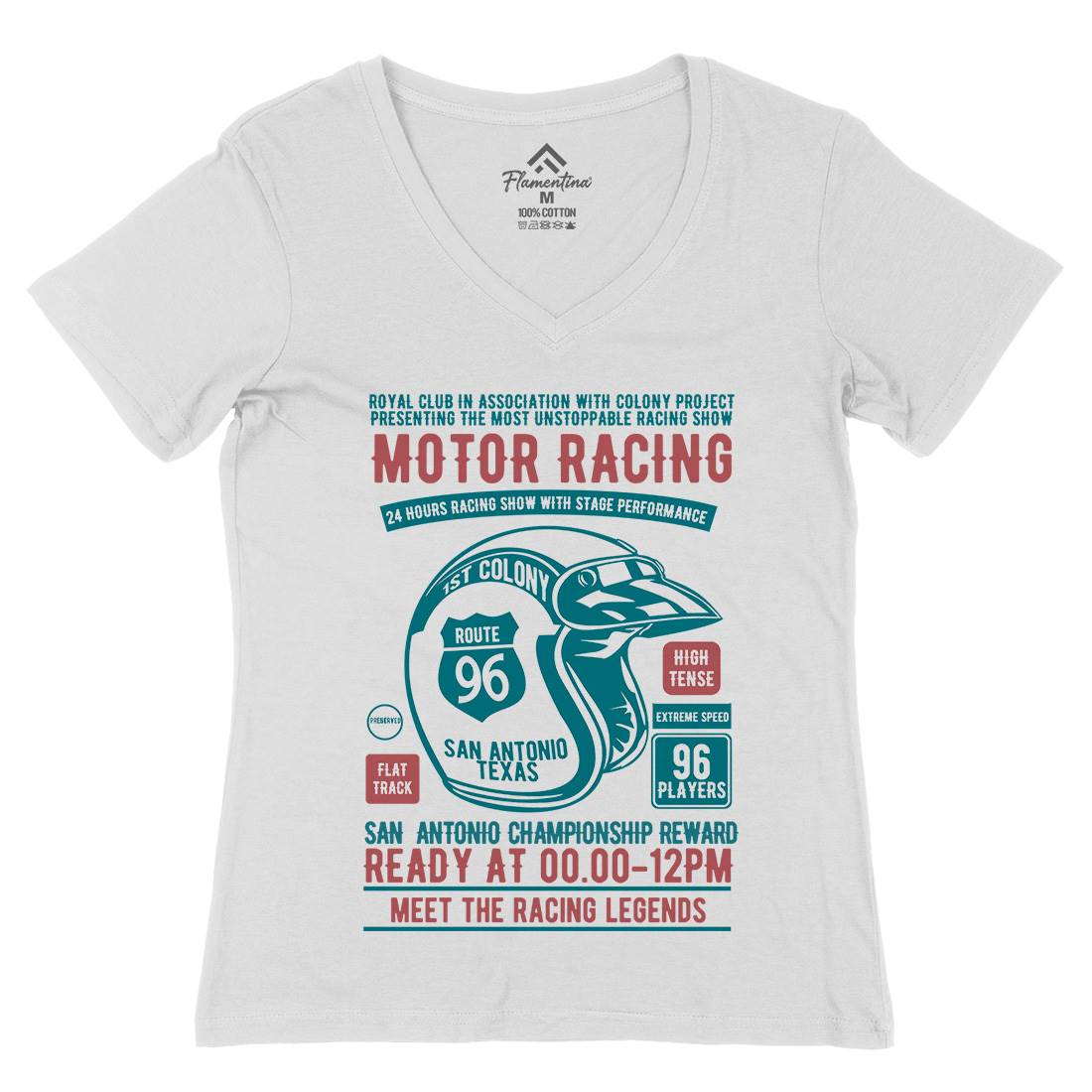 Motor Racing Womens Organic V-Neck T-Shirt Motorcycles B385