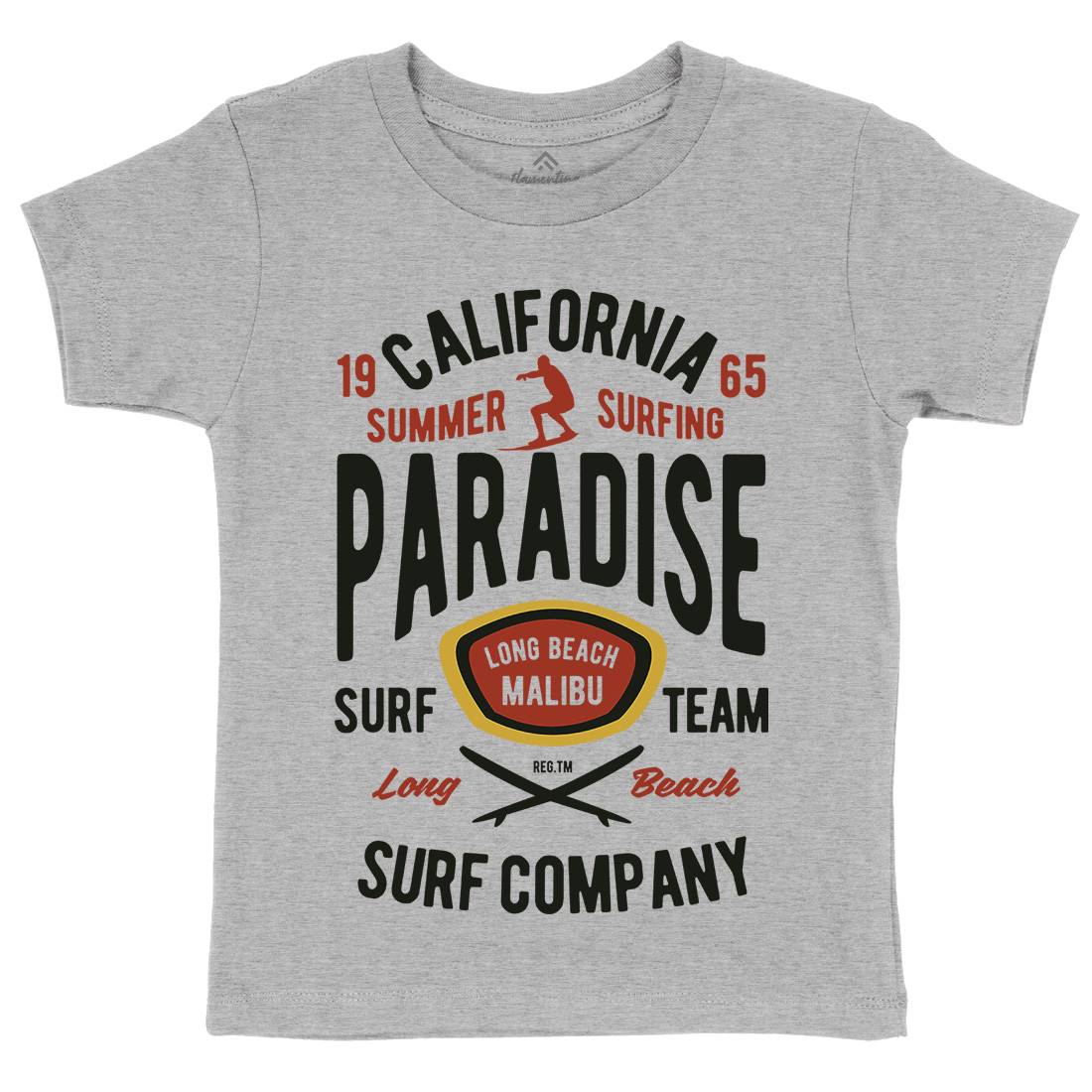 California Summer Surfing Paradise Kids Crew Neck T-Shirt Surf B387