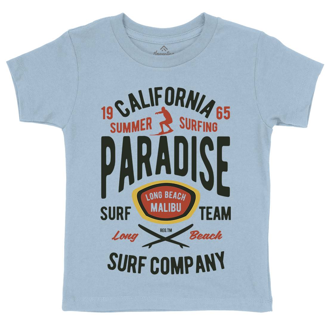 California Summer Surfing Paradise Kids Organic Crew Neck T-Shirt Surf B387