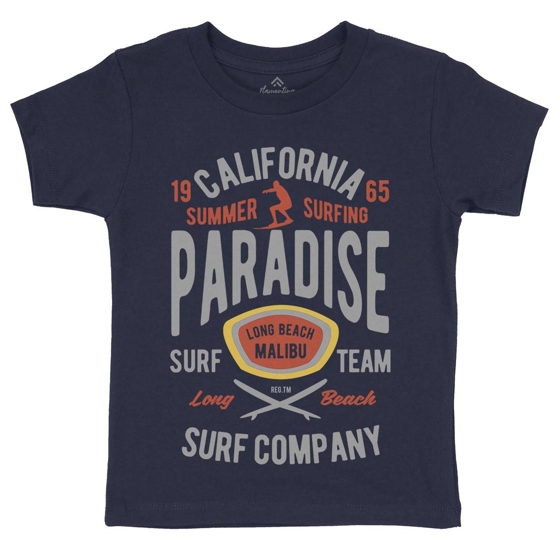 California Summer Surfing Paradise Kids Organic Crew Neck T-Shirt Surf B387