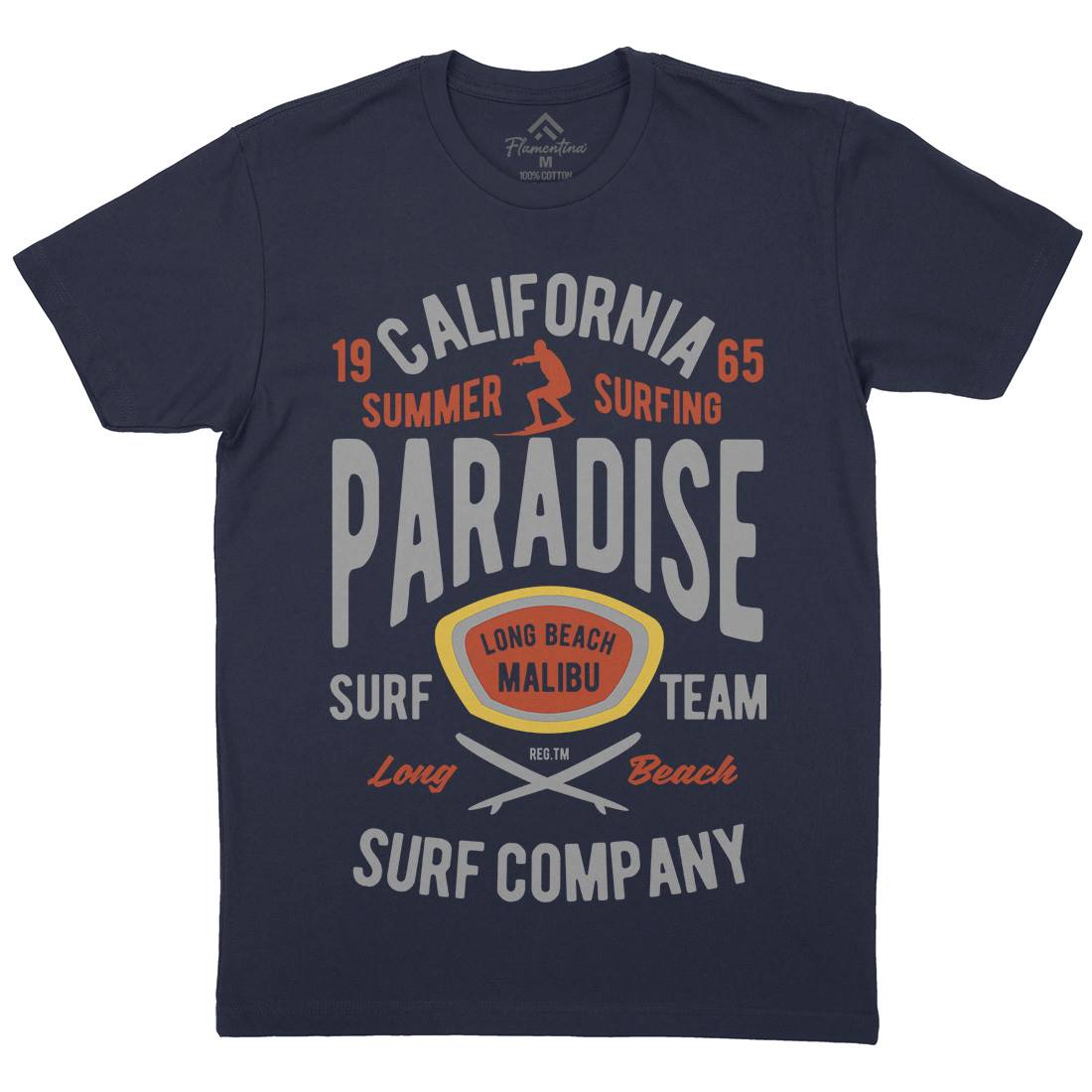 California Summer Surfing Paradise Mens Crew Neck T-Shirt Surf B387