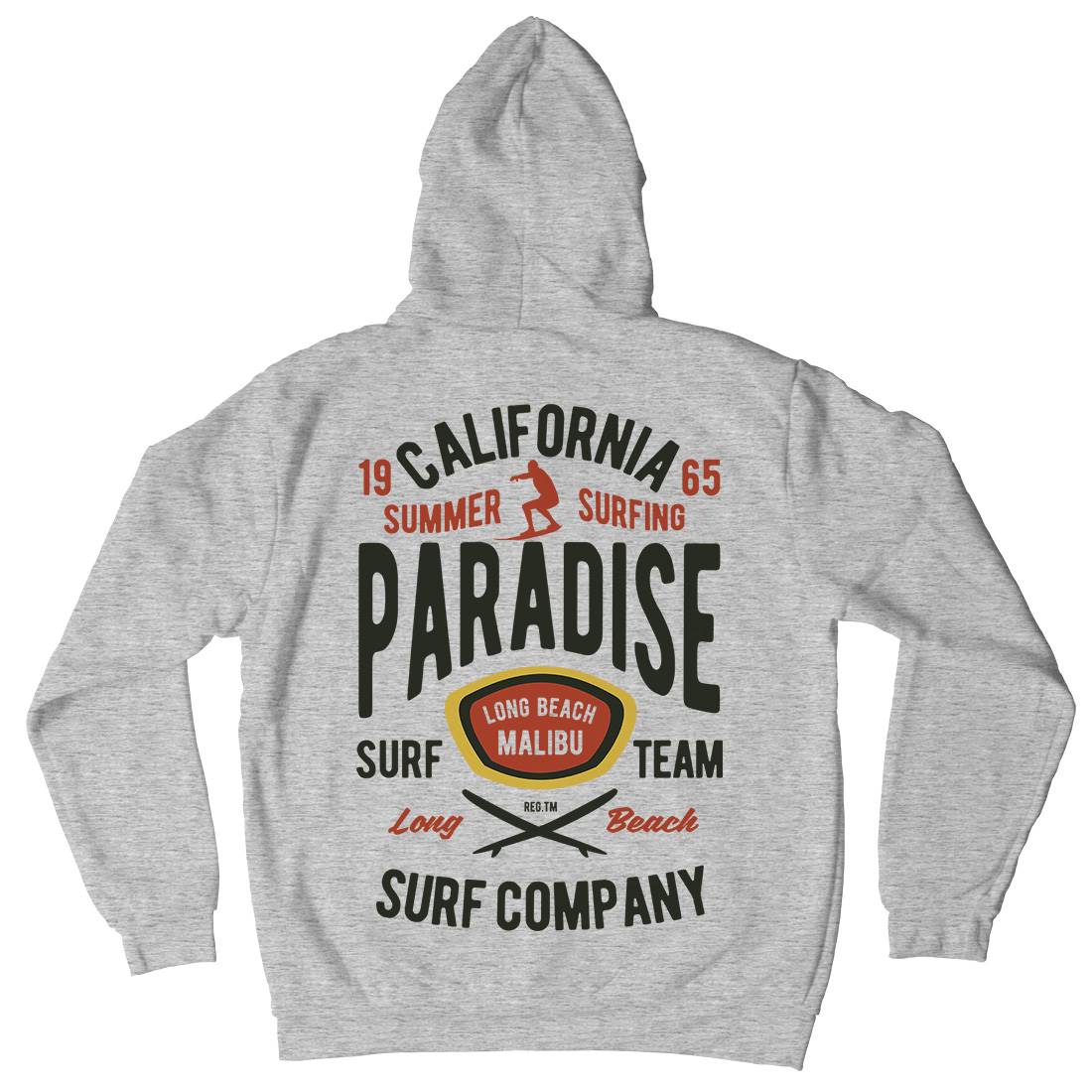 California Summer Surfing Paradise Mens Hoodie With Pocket Surf B387