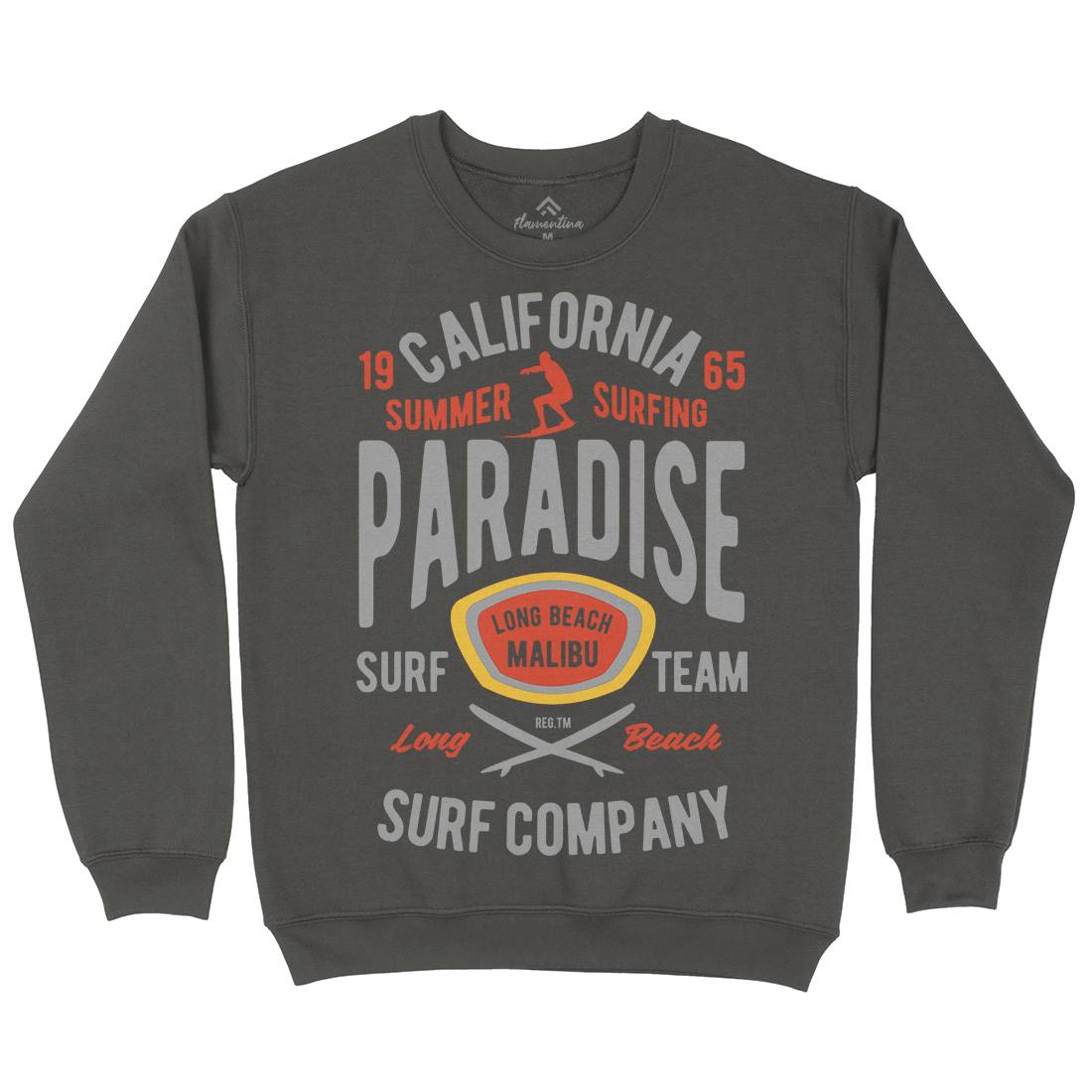 California Summer Surfing Paradise Mens Crew Neck Sweatshirt Surf B387