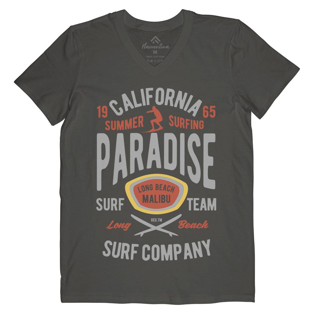 California Summer Surfing Paradise Mens V-Neck T-Shirt Surf B387