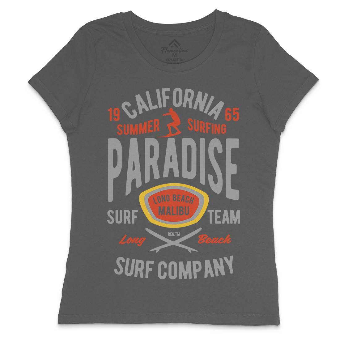 California Summer Surfing Paradise Womens Crew Neck T-Shirt Surf B387