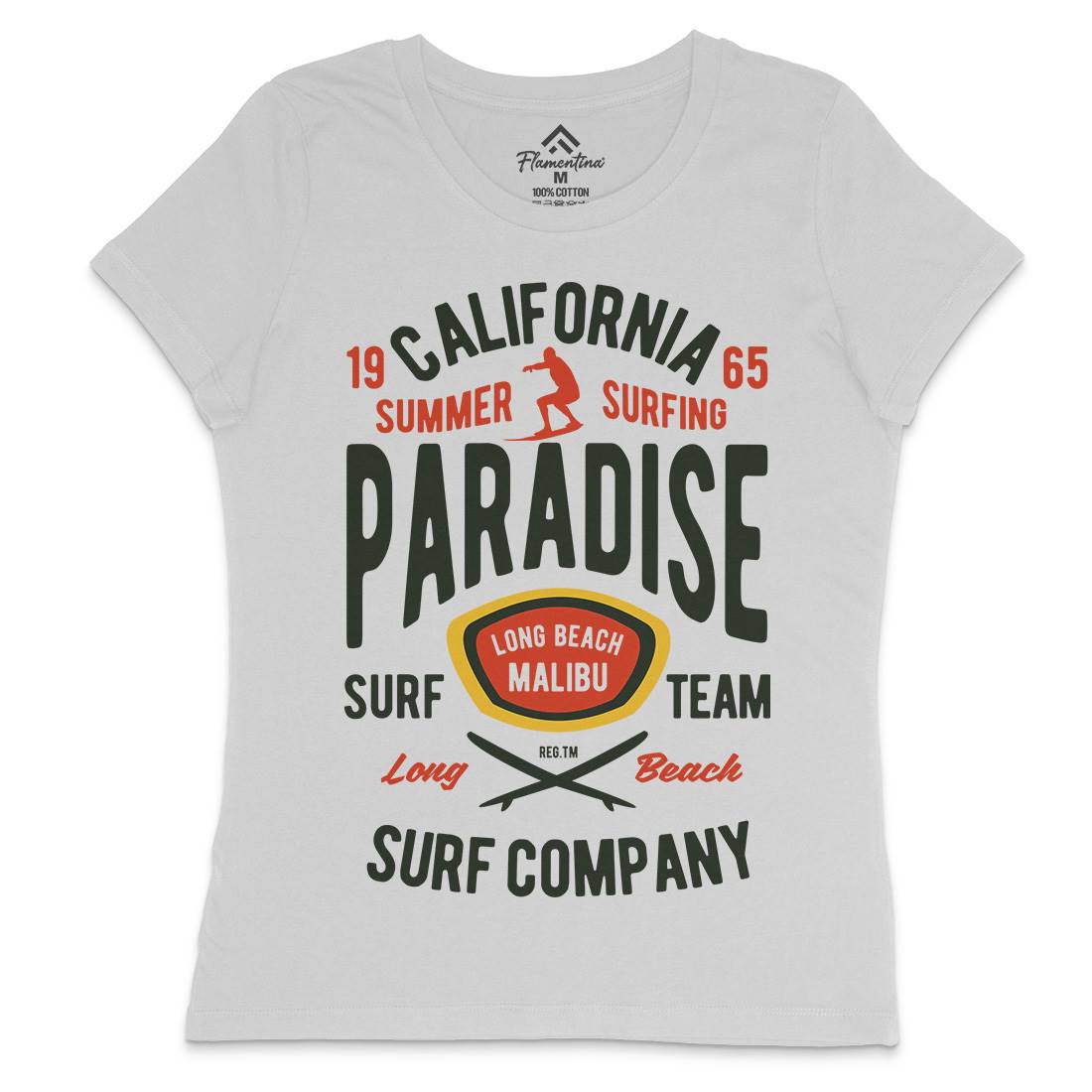 California Summer Surfing Paradise Womens Crew Neck T-Shirt Surf B387