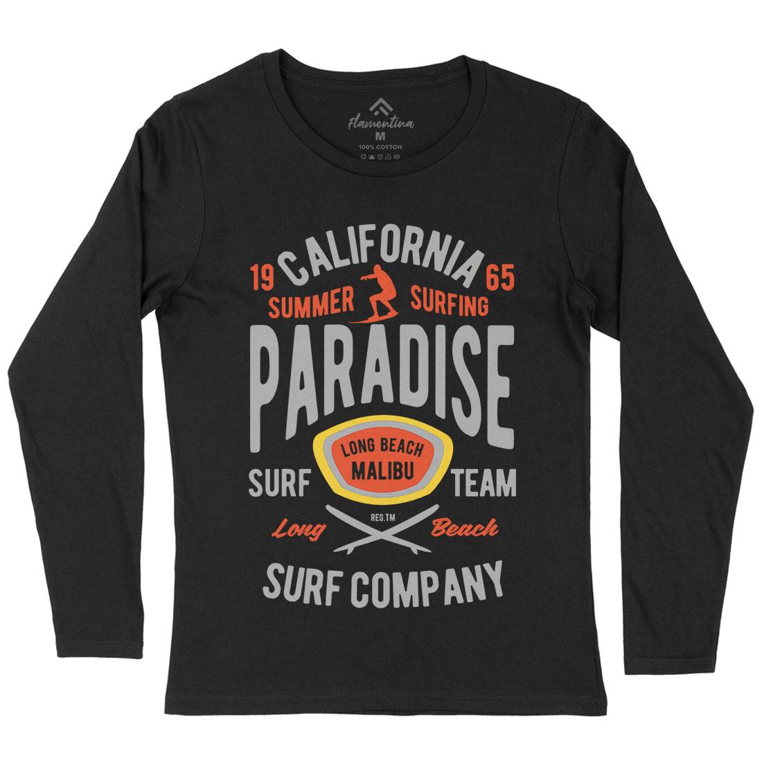 California Summer Surfing Paradise Womens Long Sleeve T-Shirt Surf B387